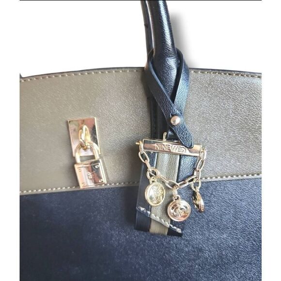 NEW Nine West Black Gold Chain Charm Colorblock‎ Shoulder and Crossbody Tote Bag - Picture 7 of 7